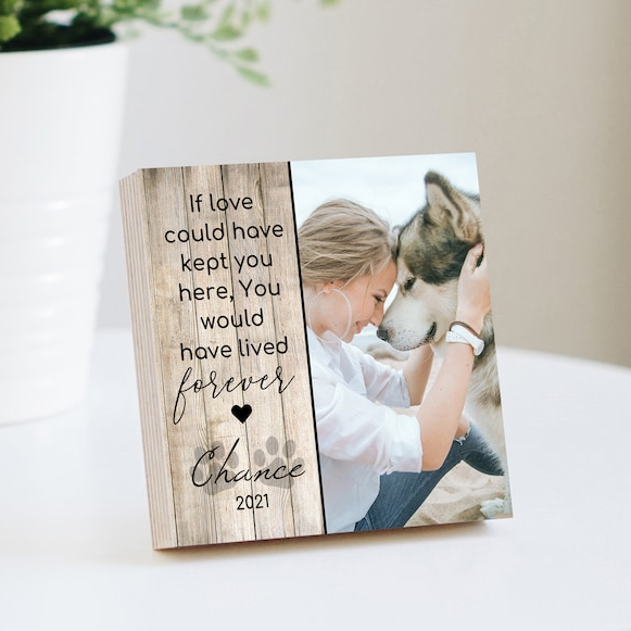 Personalized Pet Sympathy Memorial - Printed Photo Block 4" or 6" w/ Handwritten Card -Dog Memorial Frame Dog Sympathy Gift Dog Remembrance