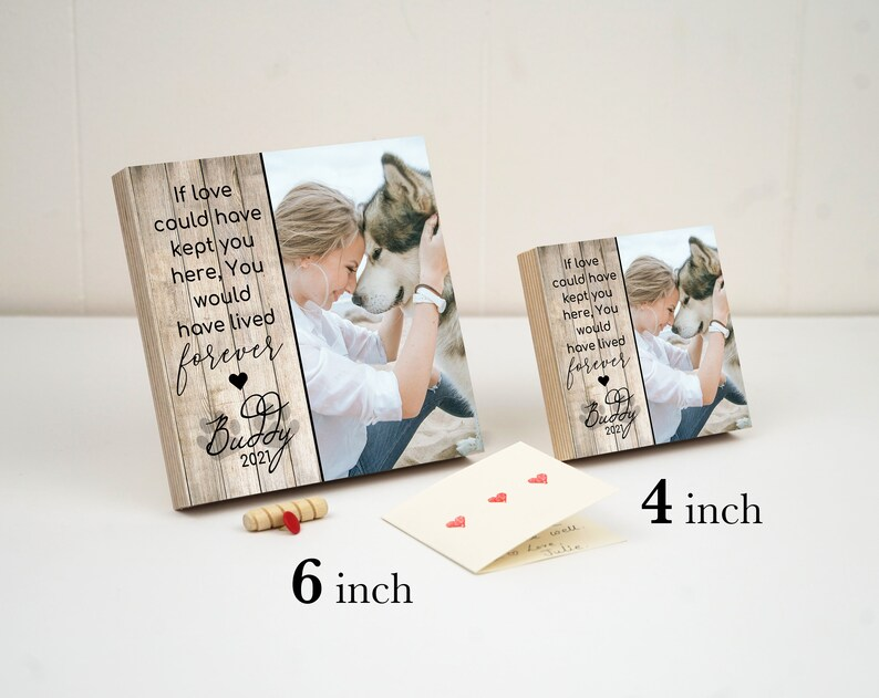 Personalized Pet Sympathy Memorial - Printed Photo Block 4" or 6" w/ Handwritten Card -Dog Memorial Frame Dog Sympathy Gift Dog Remembrance