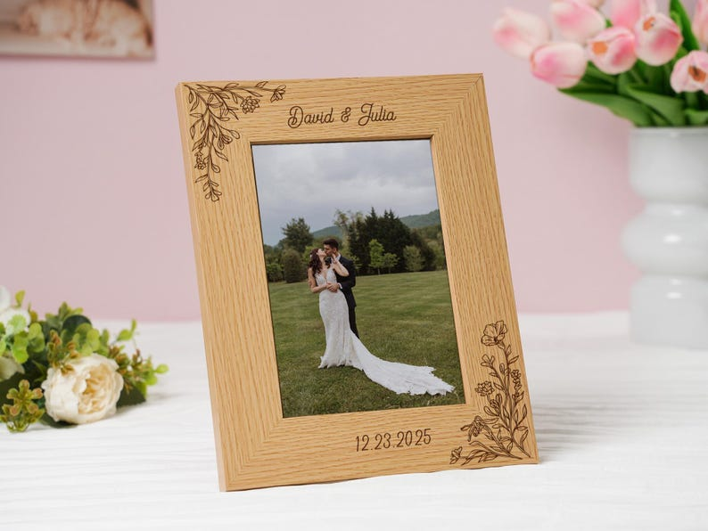 Personalized Wedding Photo Frame,Custom Engraved Picture Frame,Photo Frame Gift For Couples,Wedding Photo Frame,Anniversary Gift Home Decor