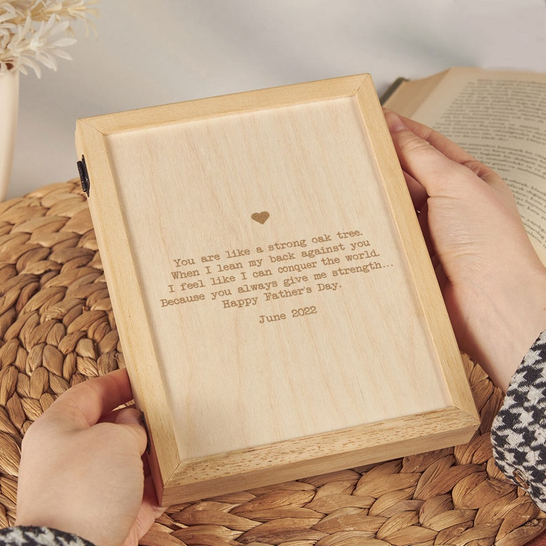 Custom Father's Day Picture Frame - Unique Gifts for Dad, Grandpa, Husband | Christmas, First Father's Day, Photo Frame, Wooden Keepsake Box