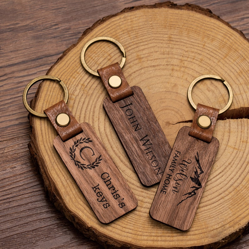 Personalized Walnut Wood Keychain