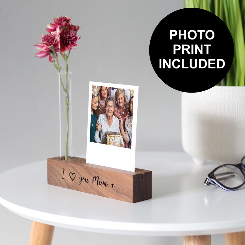 In Loving Memory Personalised Photo Block with Print and Stem Vase