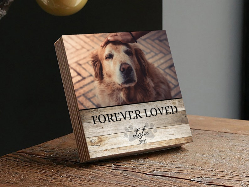 Personalized Pet Memorial Printed 4" or 6" - Wood Photo Block - Dog Loss Gift - Dog Memorial Frame - Pet Loss Gift Dog - Pet Memorial