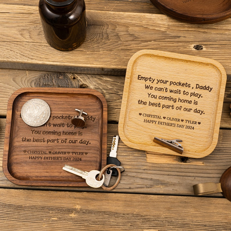 Personalized Valet Tray for Dad, Father's Day Gift, Catch All Table Tray, Birthday Gifts for Dad, Custom Valet Tray, Engraved Key Tray
