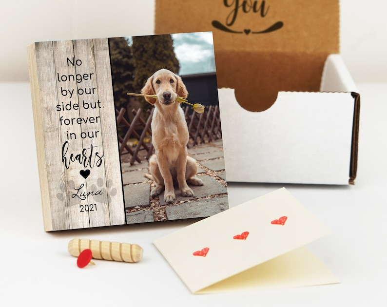 Personalized Pet Memorial Printed 4" or 6" - Wood Photo Block - Dog Loss Gift - Dog Memorial Frame - Pet Loss Gift Dog - Pet Memorial