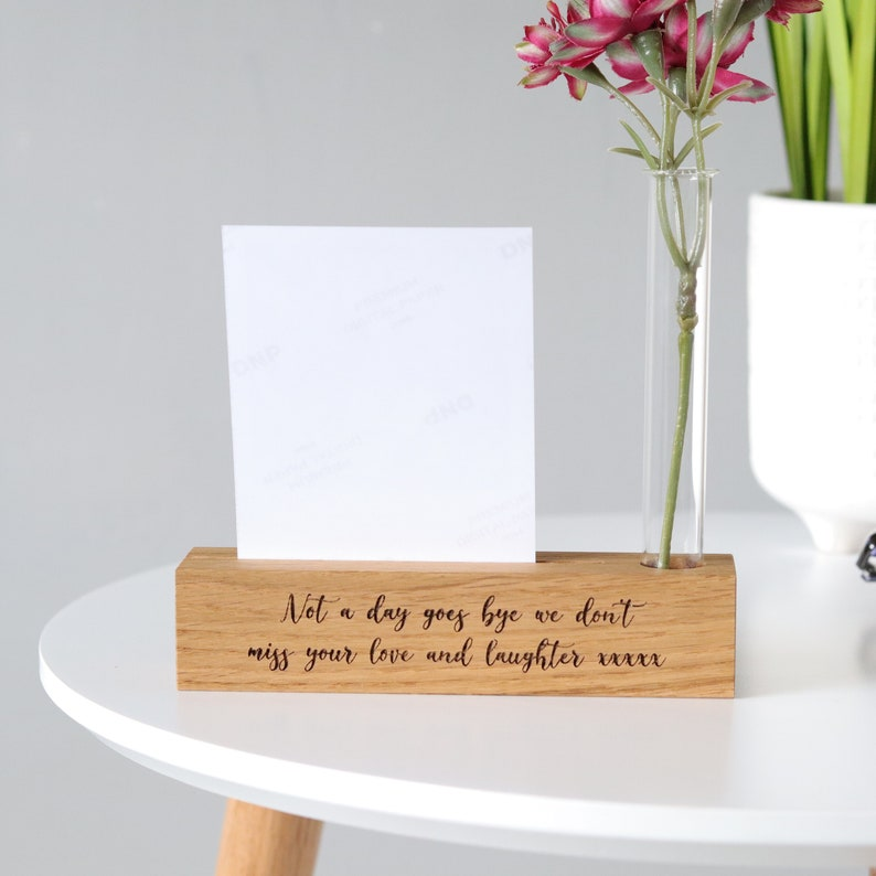In Loving Memory Personalised Photo Block with Print and Stem Vase
