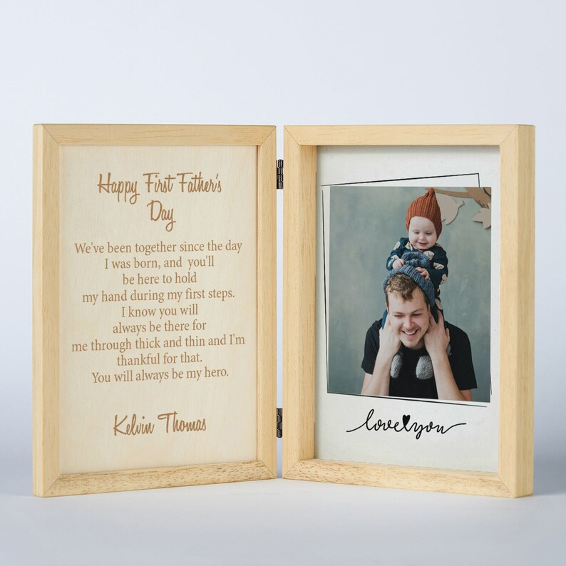 Custom Frame For First Fathers Day, Wooden Keepsake Box Gift For Dad, Personalized Gift Box for Him, Unique Photo Gift for Happy Fathers Day