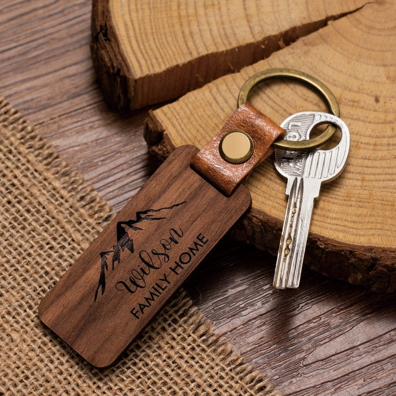 Personalized Walnut Wood Keychain