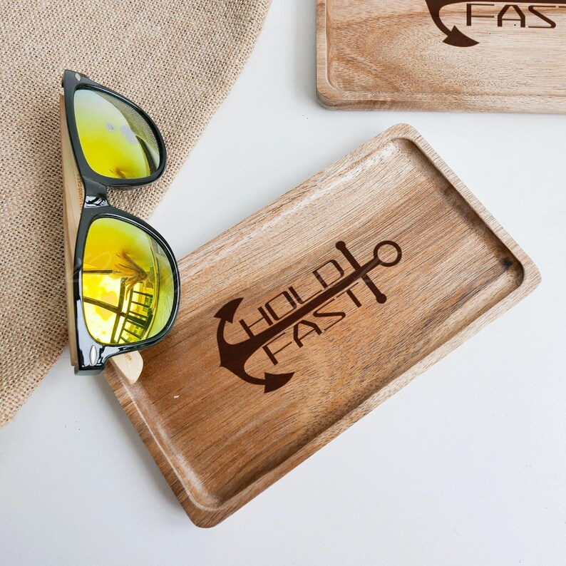 Custom Wooden Tray with Logo, Image or Text, Personalized Catchall Tray for Men, Gifts for Him, Desk Organizer, Branding Gift, Birthday Gift