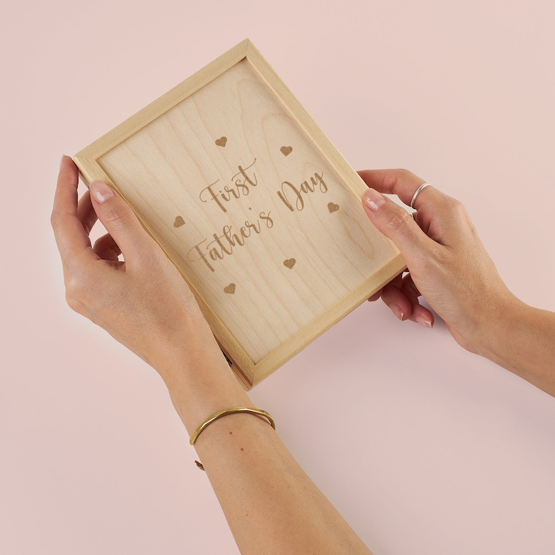 Custom Frame For First Fathers Day, Wooden Keepsake Box Gift For Dad, Personalized Gift Box for Him, Unique Photo Gift for Happy Fathers Day