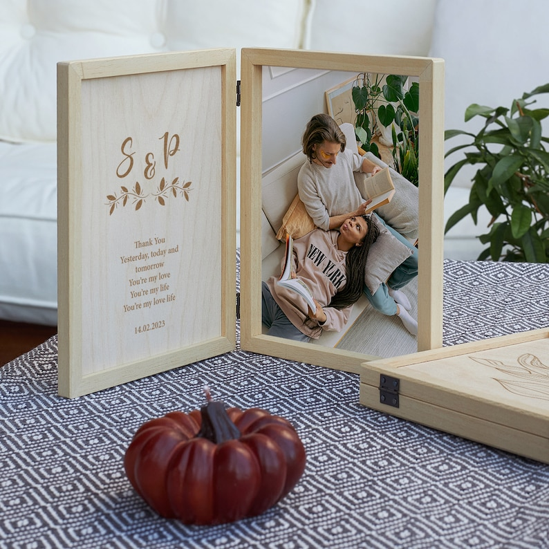 Custom Frame Gift For Her Wooden Christmas Keepsake Box. Personalized Gift For Women. Valentines Day Gifts For Him. Photo Box Wedding Gift.
