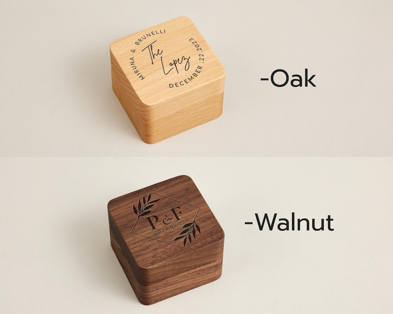 Personalized Engraving Wooden Ring Box, Proposal Engagement Ring Box with Name, Wedding Ring Bearer, Anniversary Gift, Engrave Ring Box