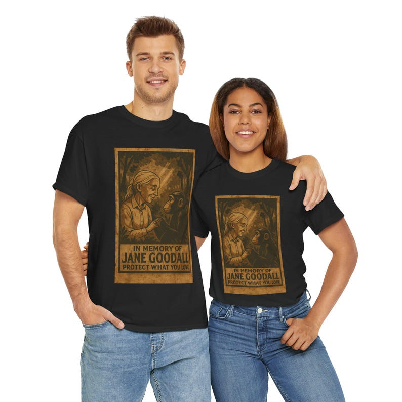 Vintage Jane Goodall Chimp T-Shirt, 90s Aesthetic Tee, Streetwear Gift, Pop Culture Top, Unisex Heavy Cotton Shirt