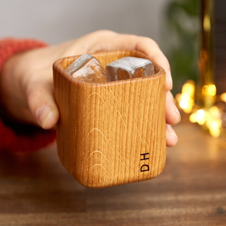 Personalised Oak Whiskey Tumbler