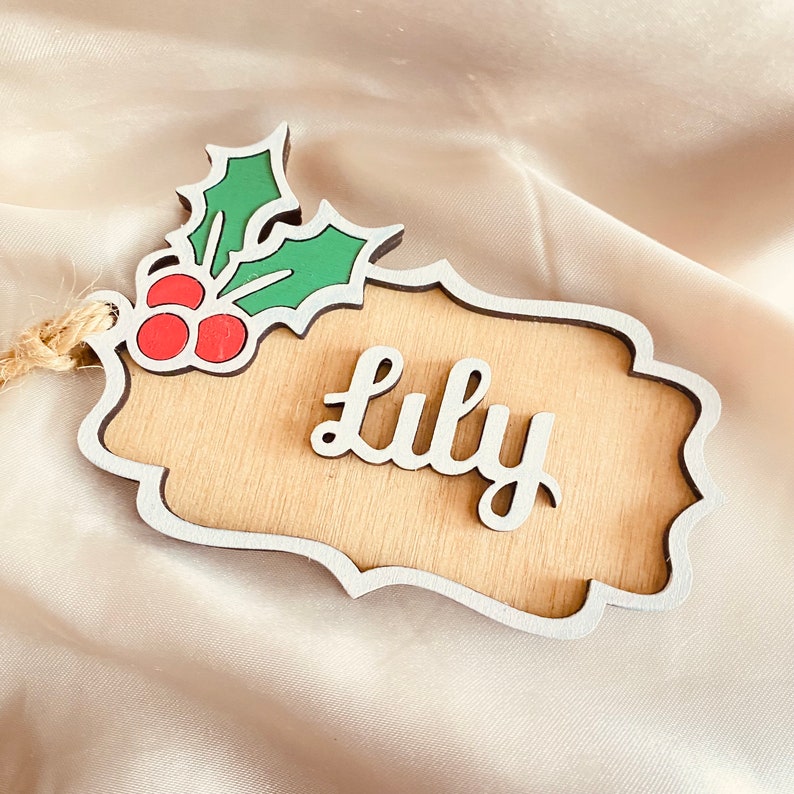 Personalised Christmas Holly Stocking Tags