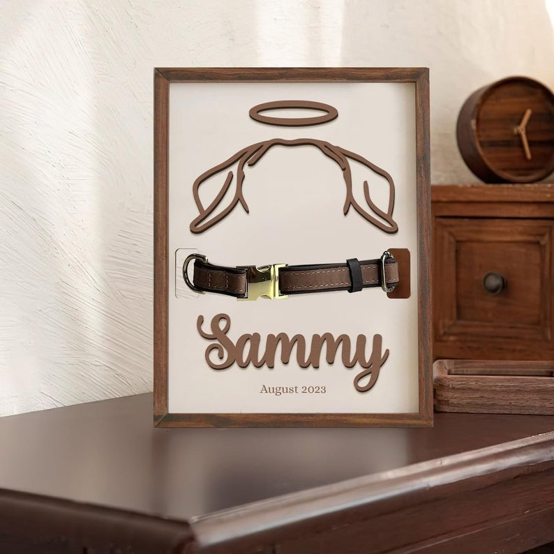 Personalized Loss of Pet Gift, Dog Memorial Gifts For Loss Of Dog, Memorial Pet Collar Holder, Memorial Frame Gift for Pet Lovers