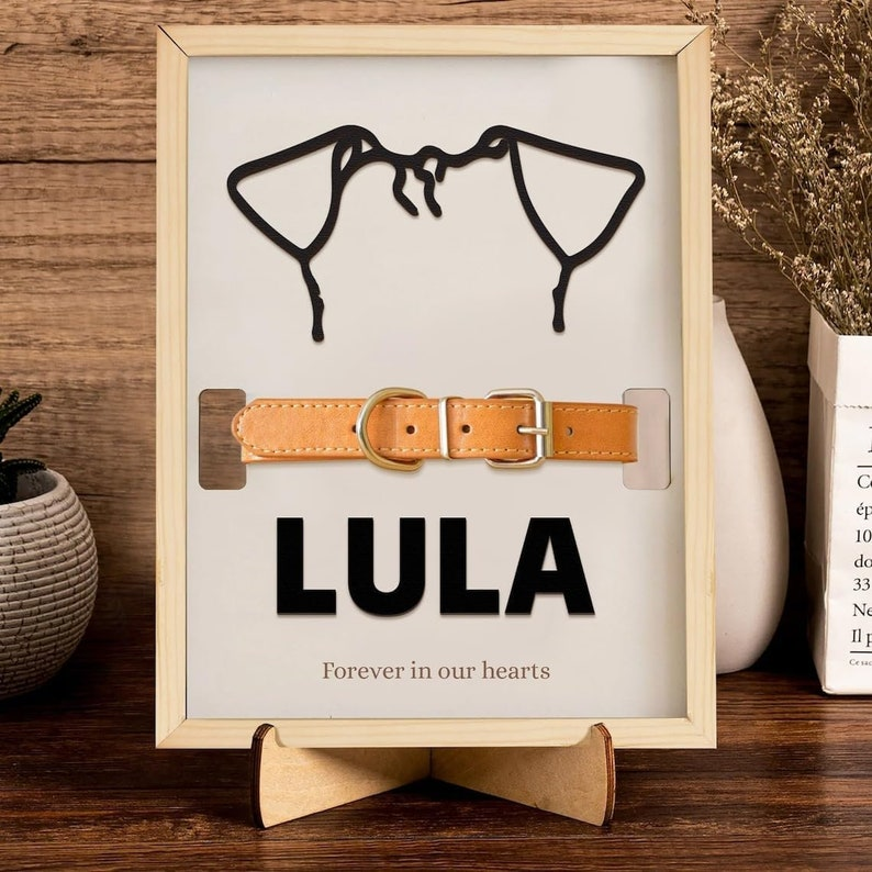 Personalized Loss of Pet Gift, Dog Memorial Gifts For Loss Of Dog, Memorial Pet Collar Holder, Memorial Frame Gift for Pet Lovers