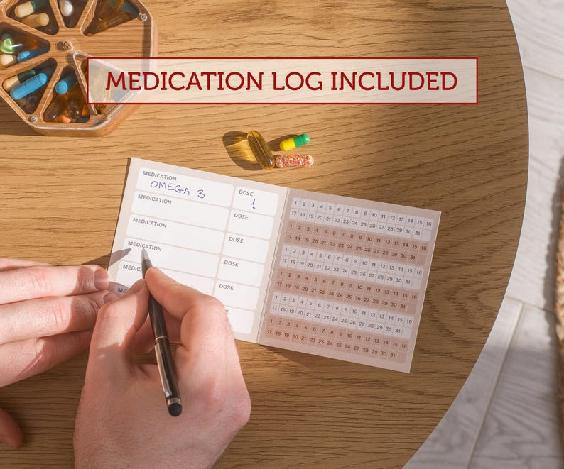 7-Day Pill Box, Wooden Pill Organizer for Purse, Small Pill Container, Birth Control Case, Pocket Organizer, Small Trinket Box