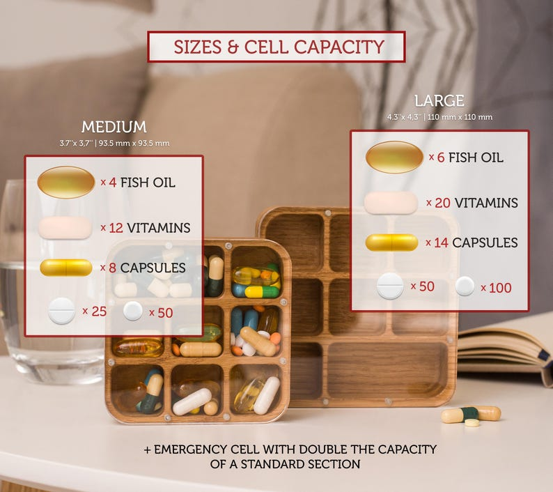 Pill Box 7-Day For Purse, Weekly Pill Case Container, Cute Pill Pocket Organizer, Small Pill Container Supplements Travel