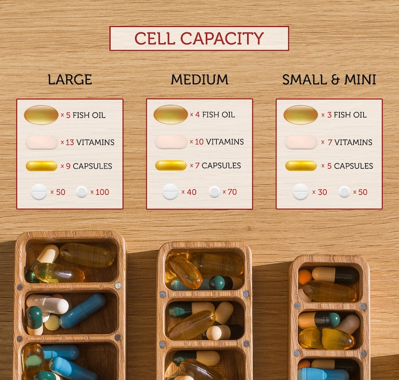 7 Day Pill Box For Purse With Custom Name, Wooden Pill And Vitamin Organizer, Birth Control Case, Small Pill Container And Trinket Box Gift