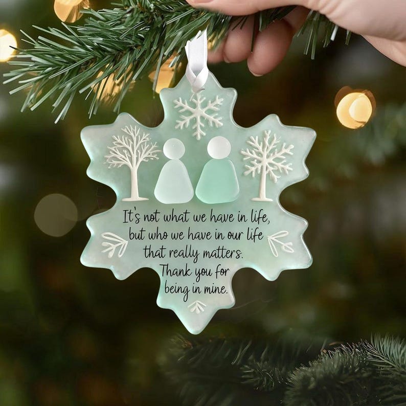 Snowflake Real Sea Friendship Ornament, Timeless Friendship Keepsake, Christmas Tree Hanging Ornaments, Best Friend Christmas Gifts