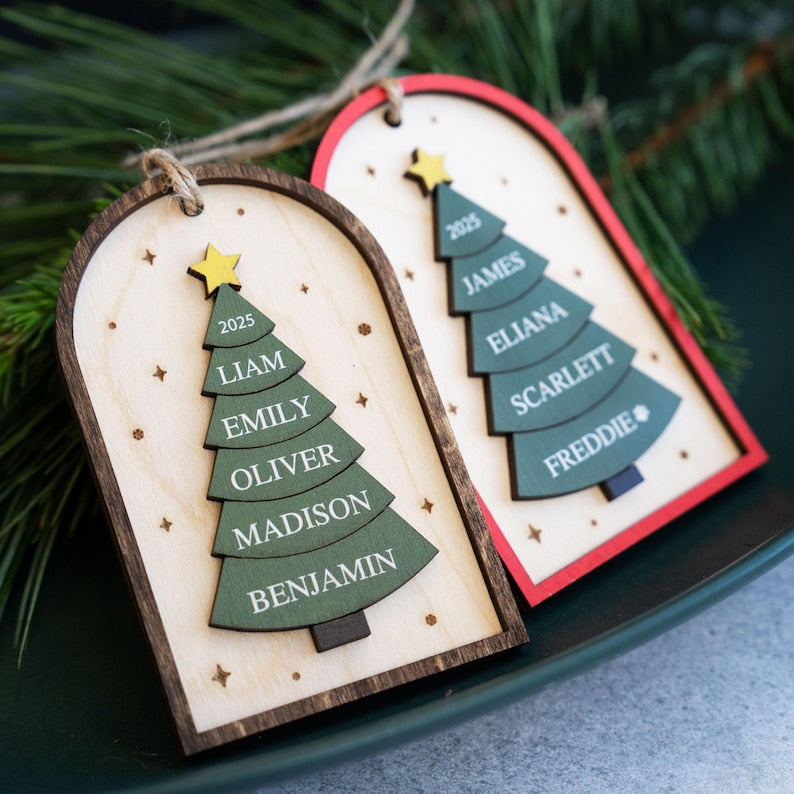 Family Christmas Ornament - 2025 Personalized 3D Ornament With Names - Christmas Tree Ornament