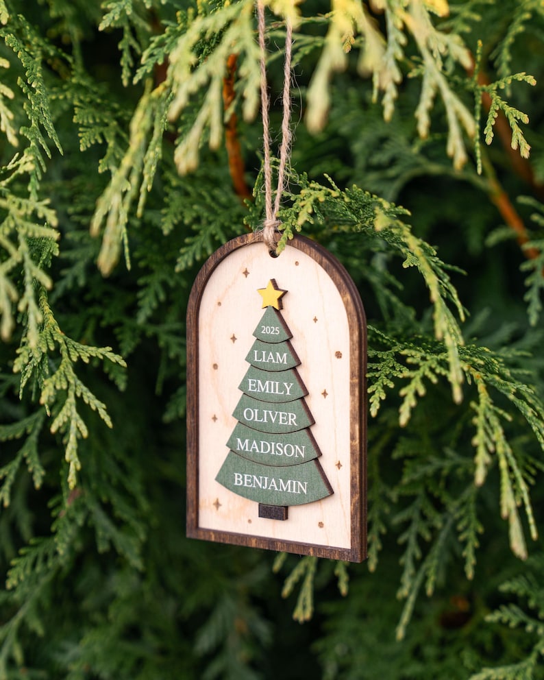 Family Christmas Ornament - 2025 Personalized 3D Ornament With Names - Christmas Tree Ornament