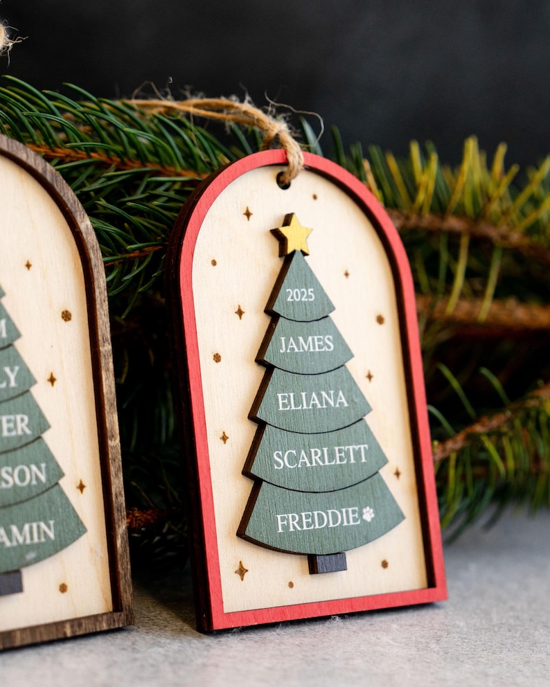 Family Christmas Ornament - 2025 Personalized 3D Ornament With Names - Christmas Tree Ornament