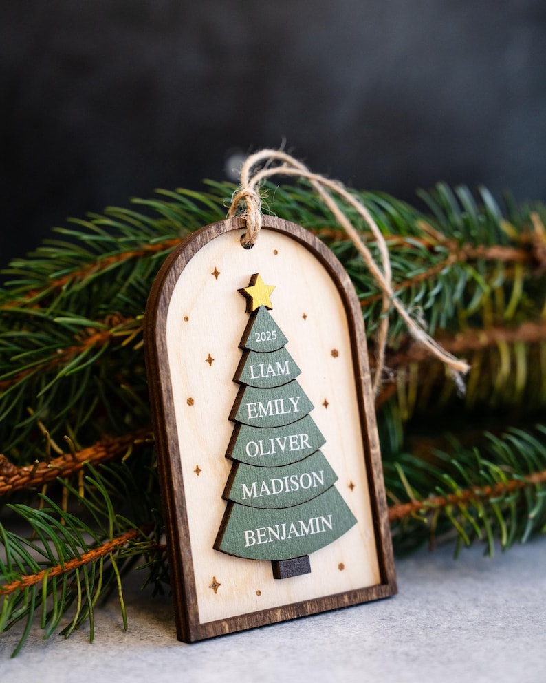 Family Christmas Ornament - 2025 Personalized 3D Ornament With Names - Christmas Tree Ornament