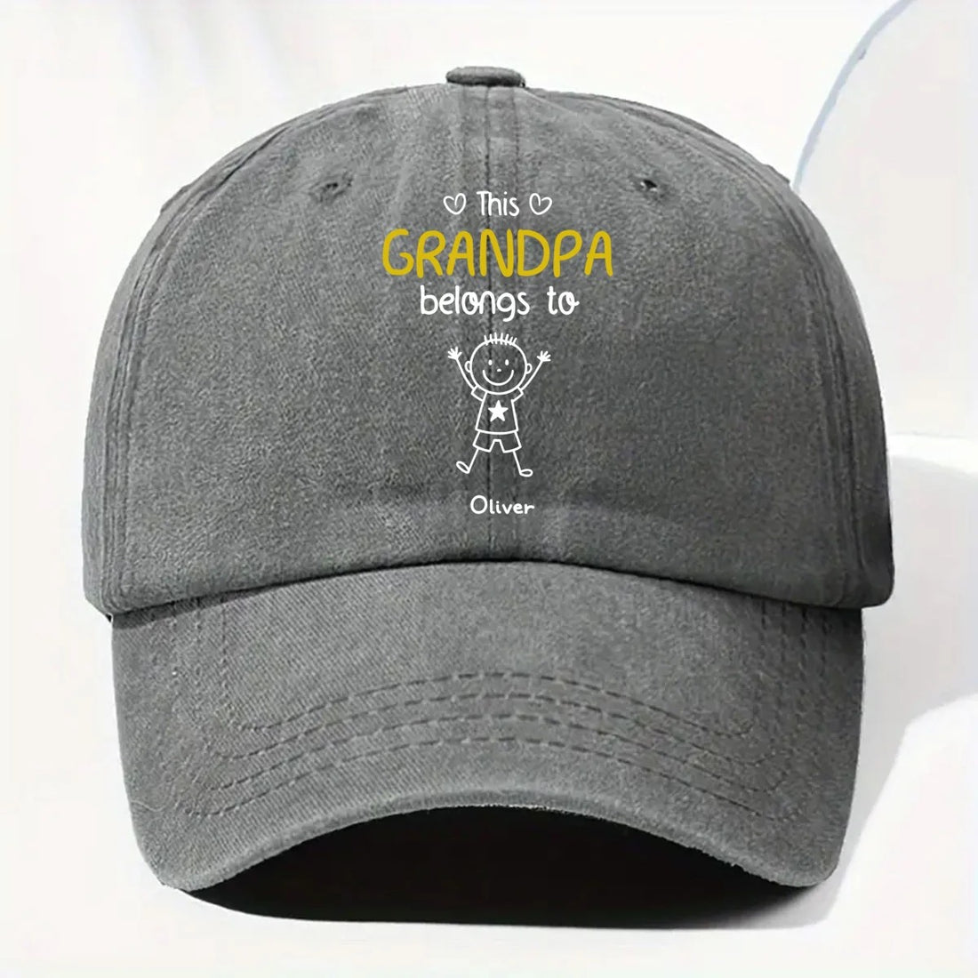 This Grandpa Belongs To Us - Personalized Custom Vintage Washed Denim Cap