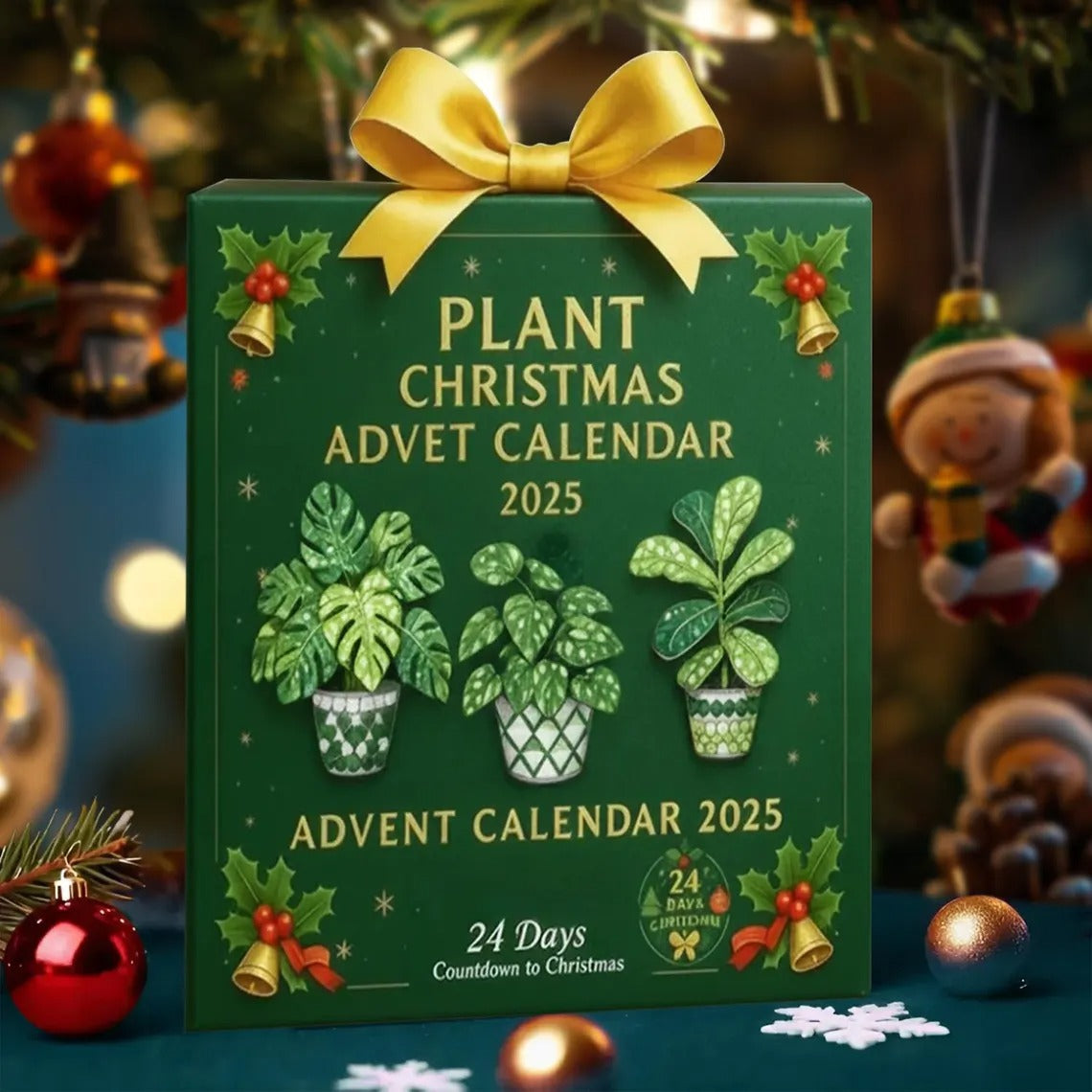 Plant Christmas Advent Calendar 2025, 24 Day Plant Figurines : Vintage Christmas Ornament Countdown