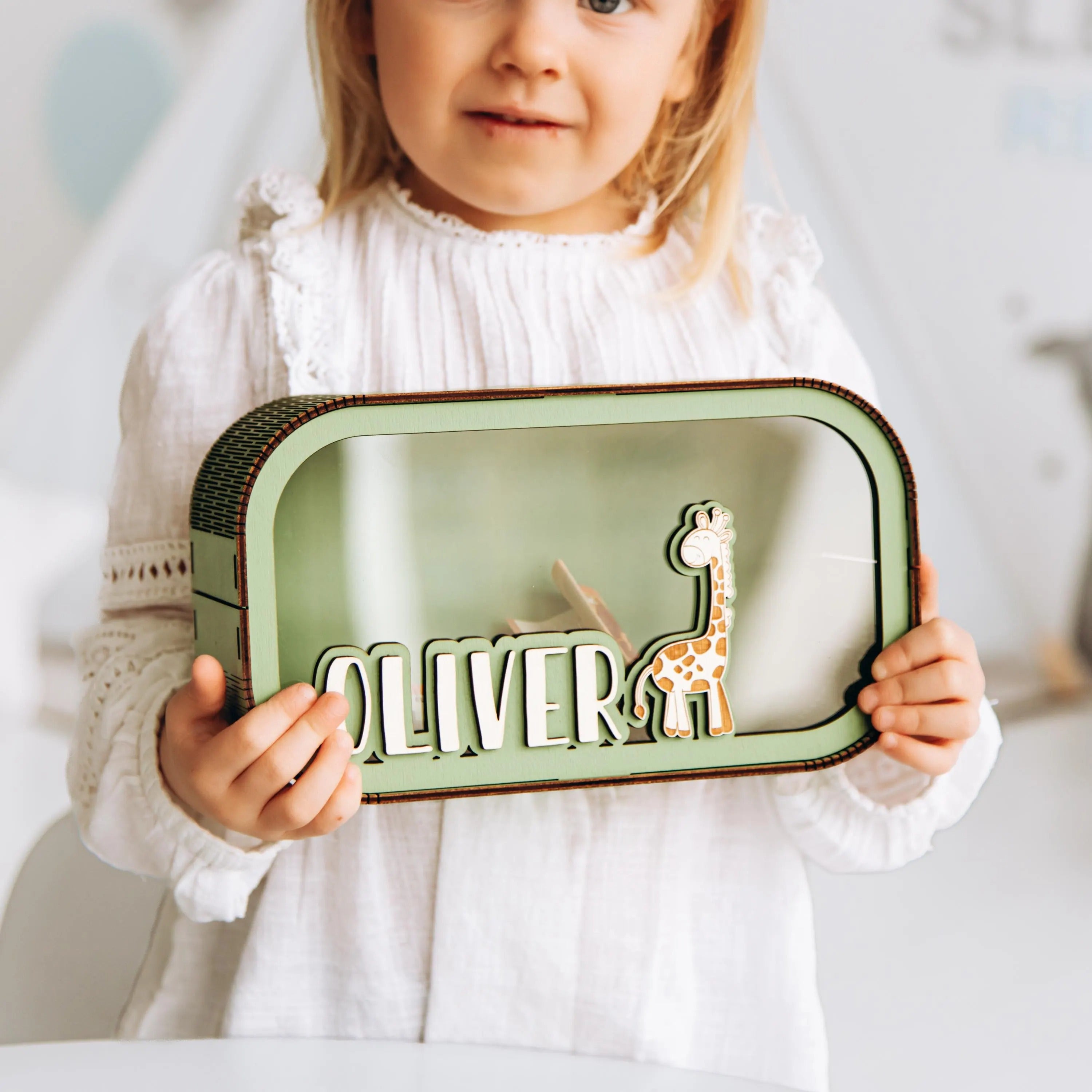 Personalized Wooden Piggy Bank: Montessori Savings Box for Kids