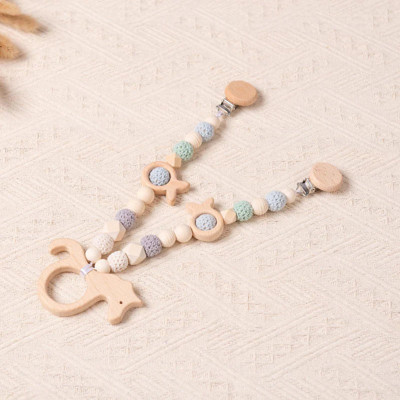 Personalized Baby Gifts, Baby Stroller Chain, Baby Stroller Pendant, Pram Garland with Wooden Toy, Baby Shower Gift, Newborn Gifts