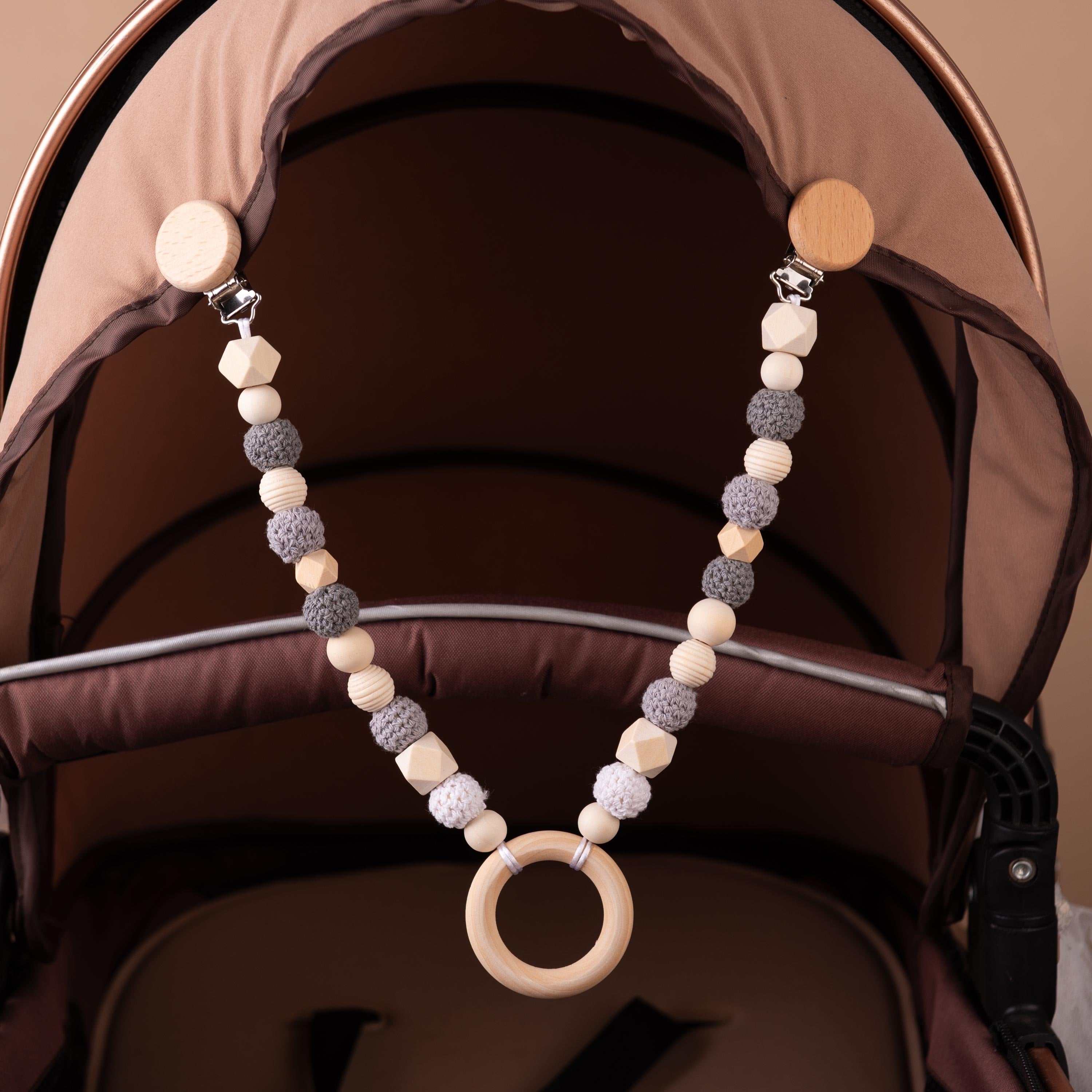 Handmade Gifts for Baby Boy and Girl, Stroller Chain, Baby Stroller Pendant, Pram Garland with Wooden Toy, Baby Shower Gifts, Newborn Gifts