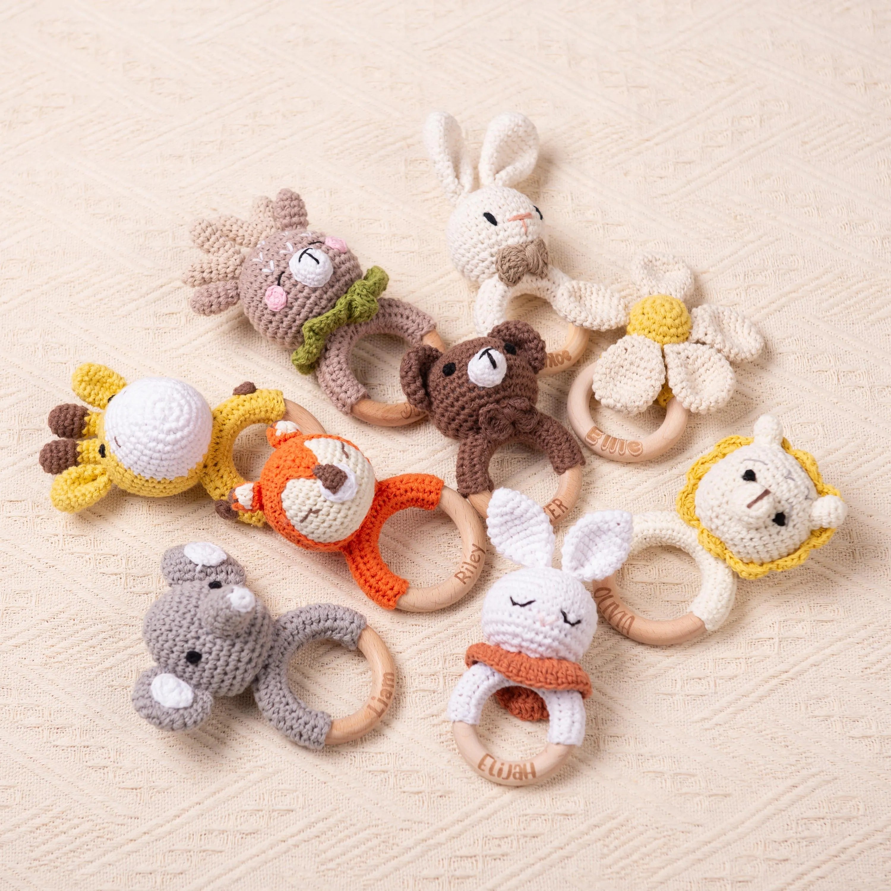 Personalized Crochet Rattle for Babies, Custom Crochet Toy Rattle for Babies, Sensory Toys for Babies, Baby Shower Gifts, Newborn Gifts