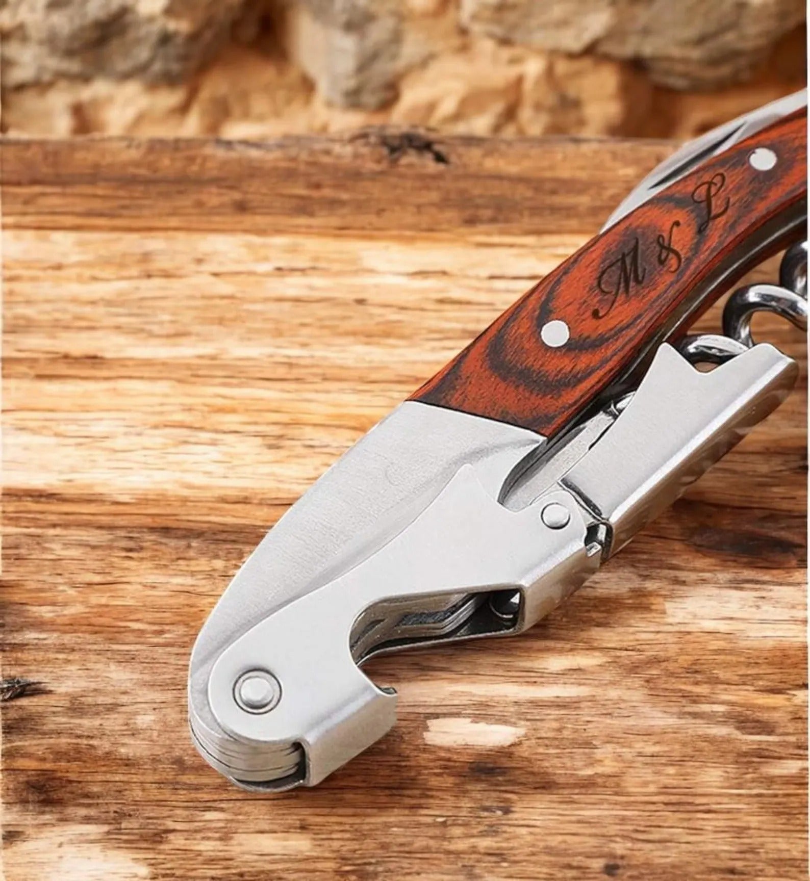 Personalized CORKSCREW Wine Bottle Opener Groomsmen Gift for Him Dad Men Bridesmaid Her Women Mom Wedding Birthday Boyfriend Custom Engraved