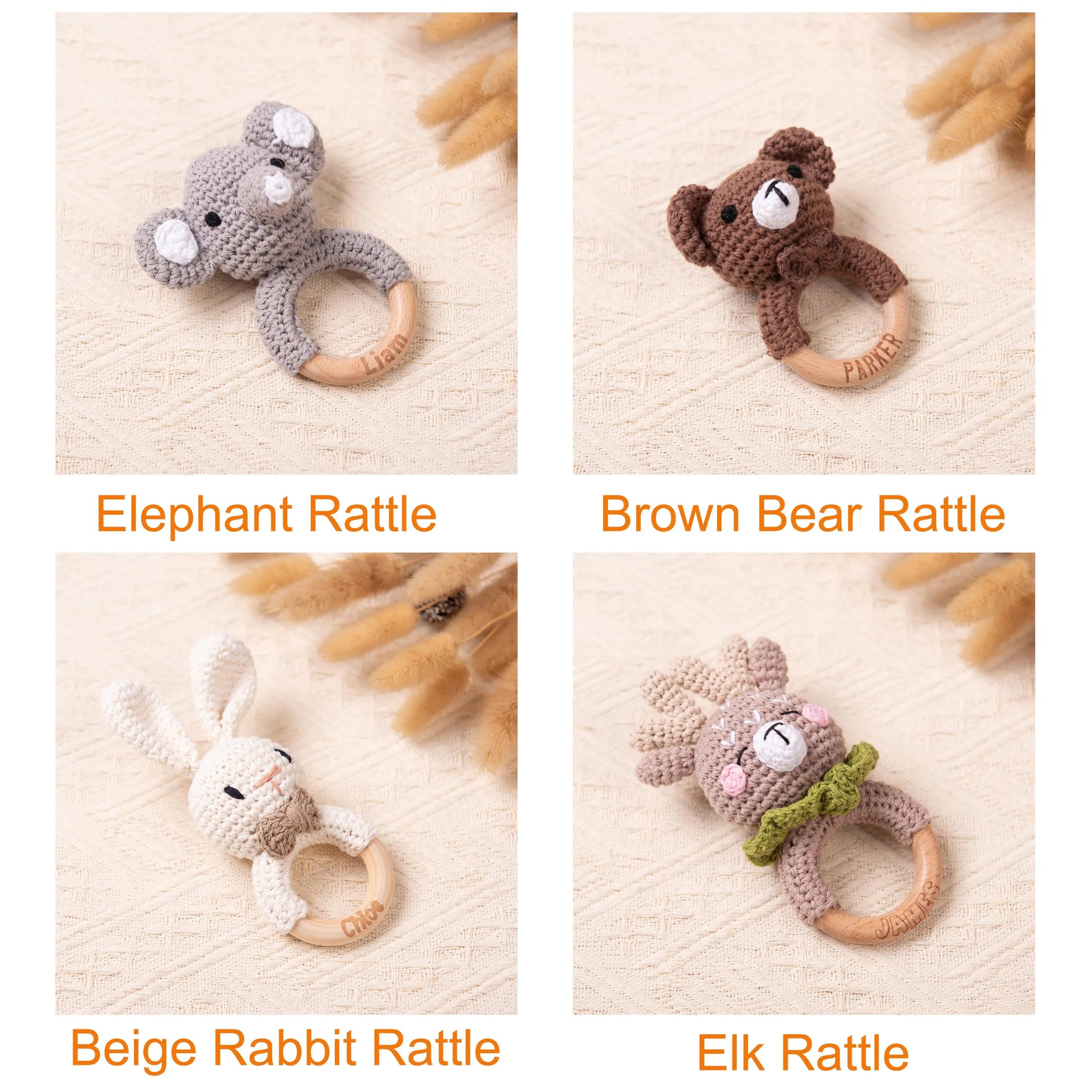 Personalized Crochet Rattle for Babies, Custom Crochet Toy Rattle for Babies, Sensory Toys for Babies, Baby Shower Gifts, Newborn Gifts