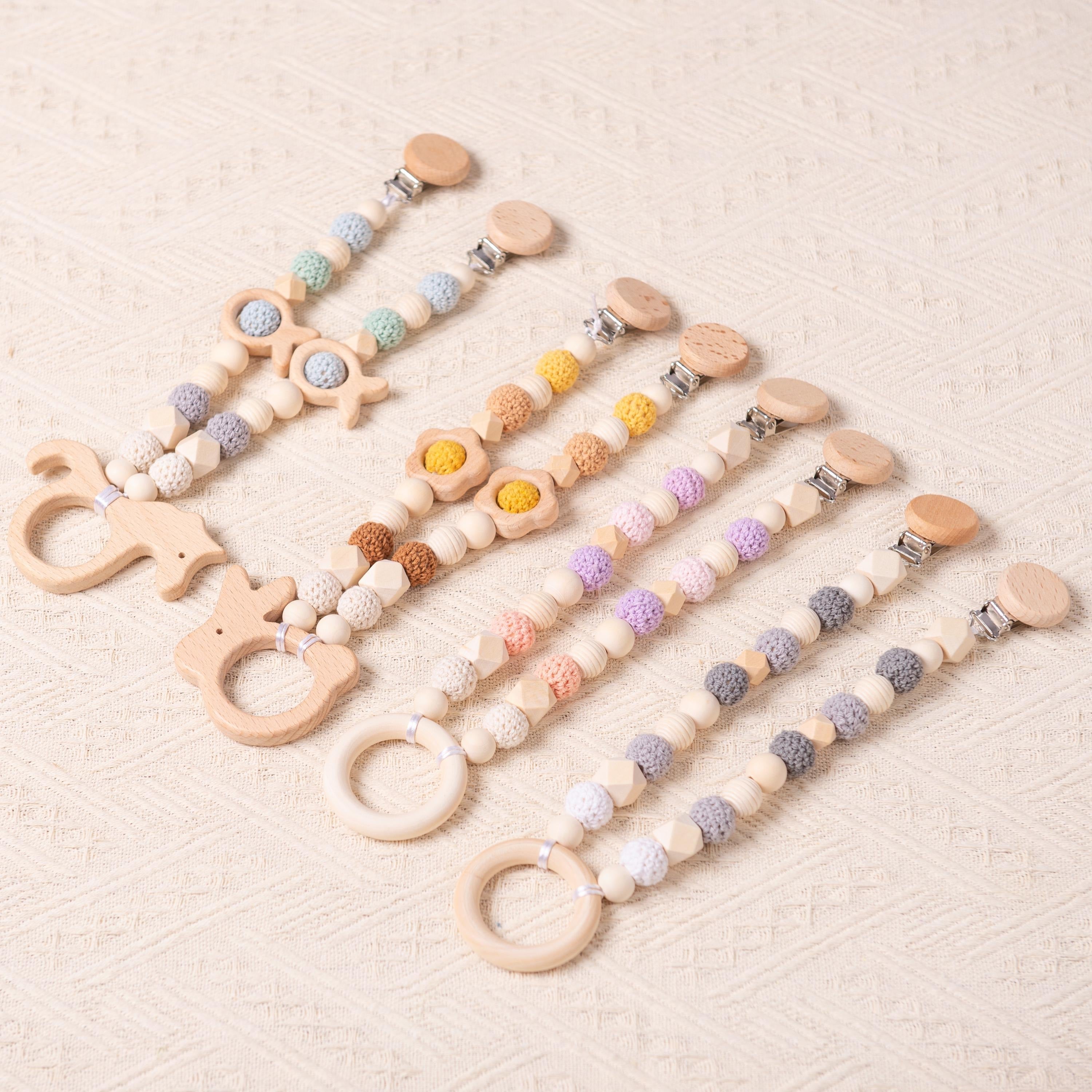 Handmade Gifts for Baby Boy and Girl, Stroller Chain, Baby Stroller Pendant, Pram Garland with Wooden Toy, Baby Shower Gifts, Newborn Gifts