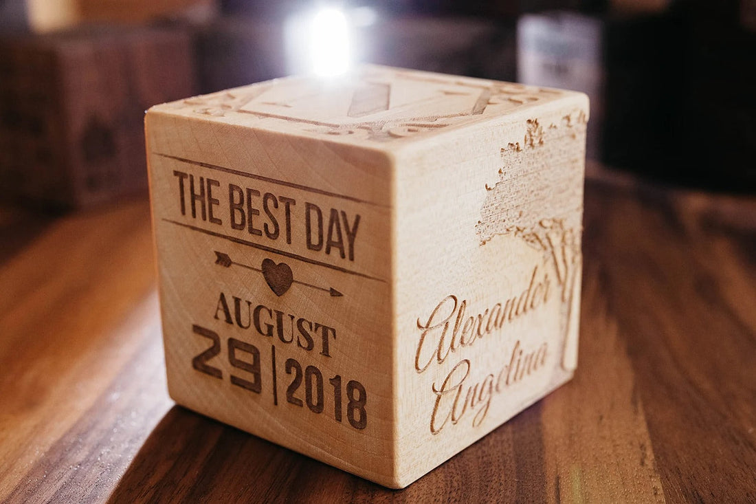Custom Engraved Wooden Block, Anniversary Mementos, Family Story Ornament, Valentines Day Gift, Gift For New Family