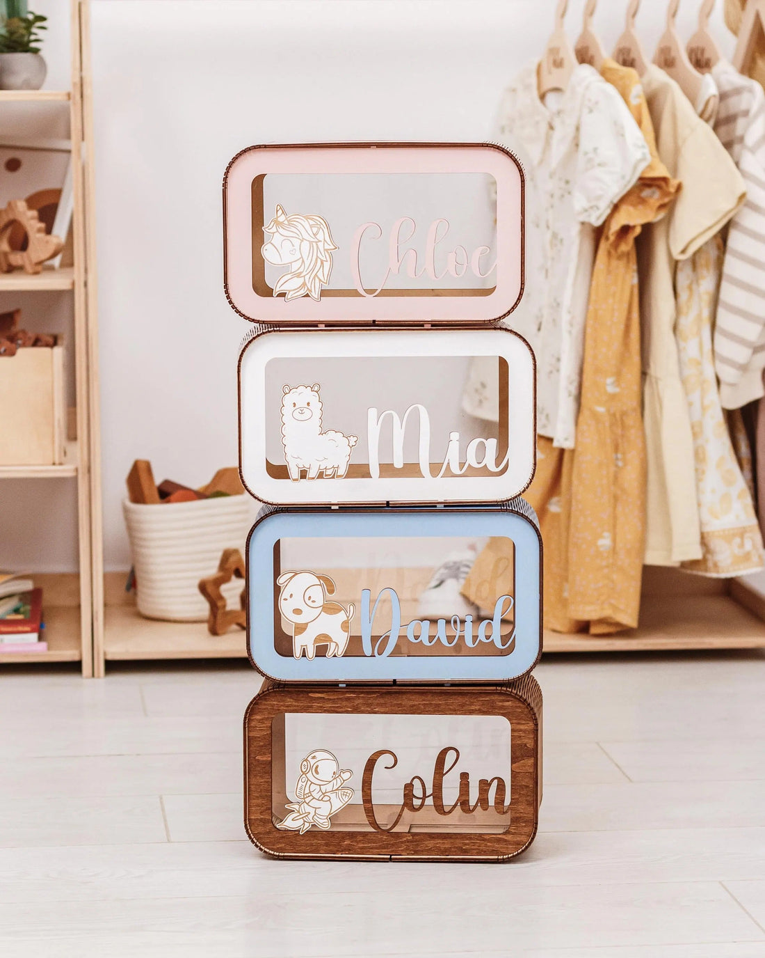 Personalized Piggy Bank for Girl, Kids Money Box with Name, Baby Girl Gift, Saving Cute Box, Wooden Piggy Bank For Child