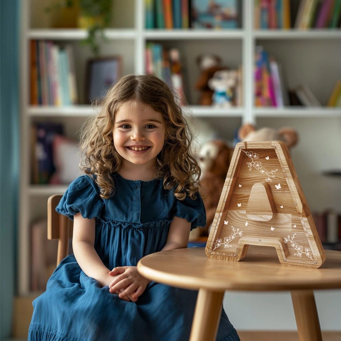 Personalized Letter Piggy Bank For Kids, Custom Money Box for Birthday Gift, Name Engraved Coin Jar, Cute Wooden Savings Holder For Toddler