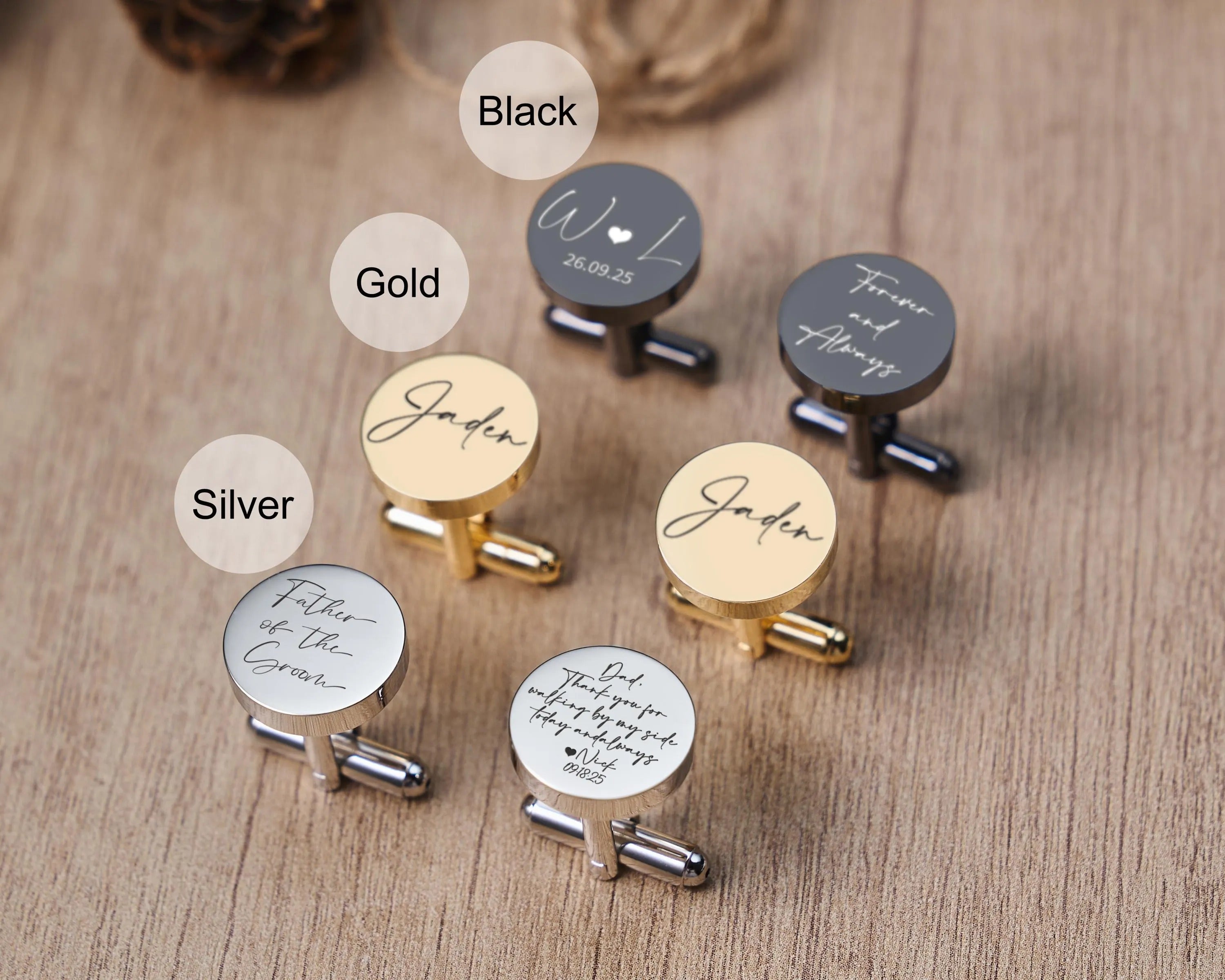 Groomsmen Gifts, Custom Groomsmen Cufflinks Set, Personalized Wedding Accessories for Men, Groomsman Proposal Gift, Engraved Gift for Him