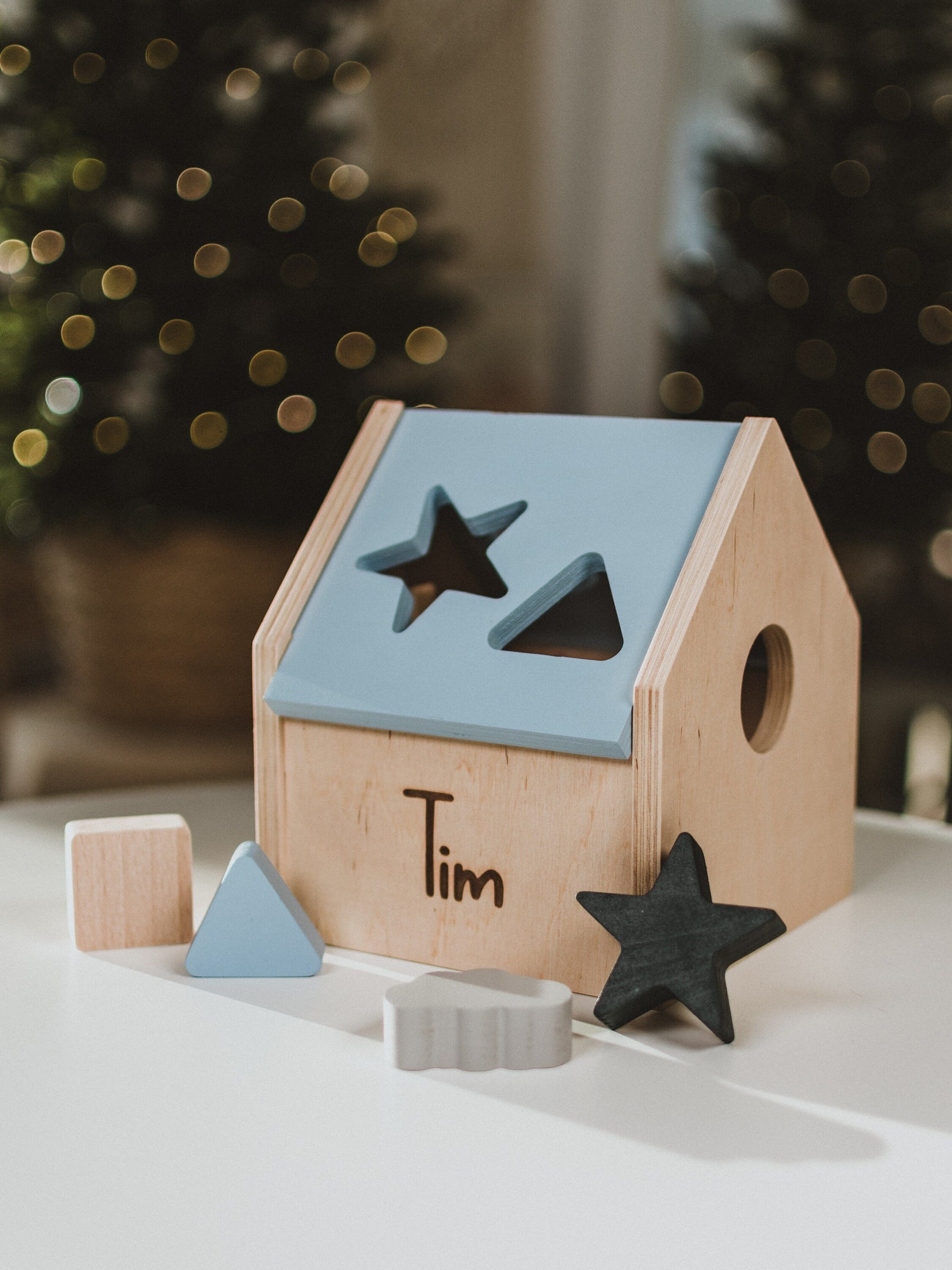 Personalized Wooden Shape Sorter Developmental Toy For Baby Shower Cute Gift Newborn Puzzle Box For Toddler Custom 1st Birthday Present