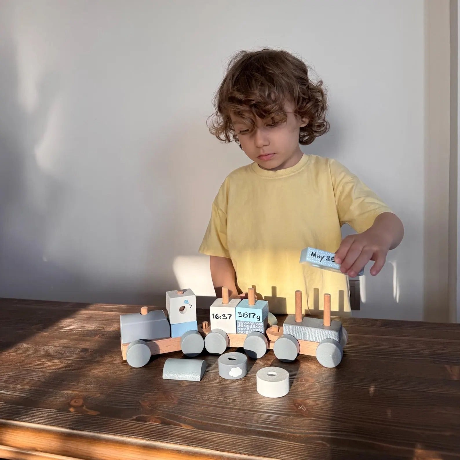 Personalized Montessori Wooden Train: Eco-Friendly Baby Keepsake