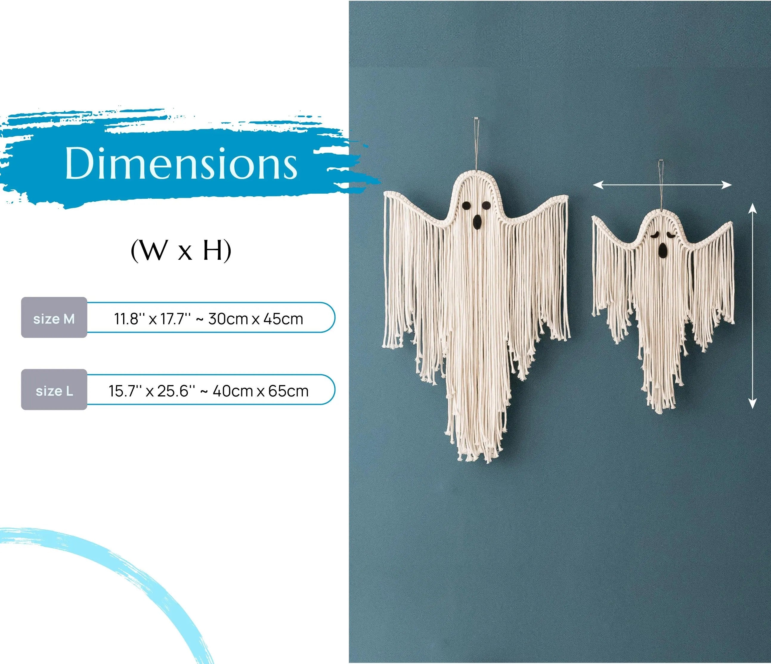 Halloween Macrame Ghost Spooky Wall Hanging for Gothic Decor V73