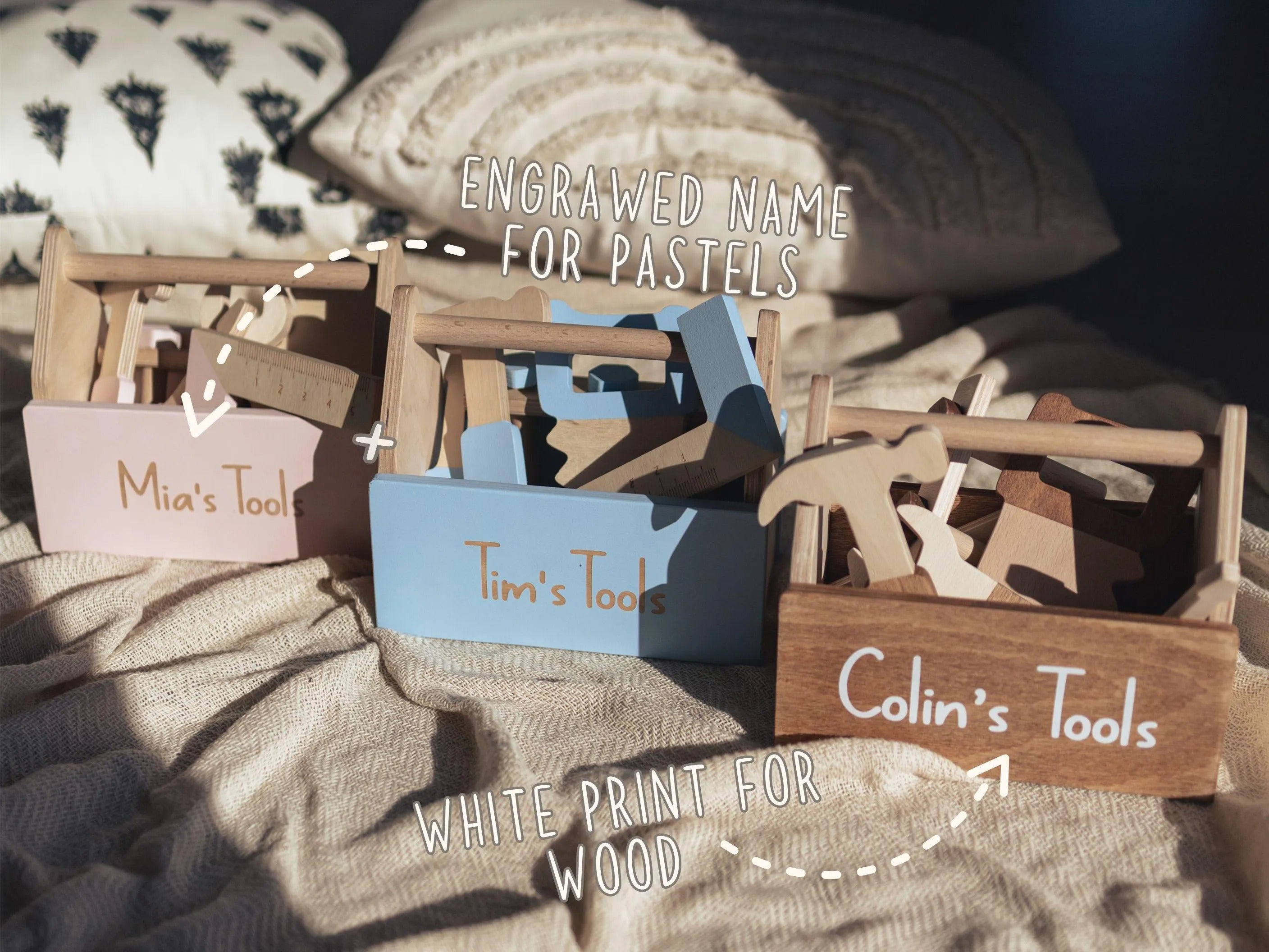 Wooden Kids Tools Box With Geoboard Personalized Baby Gift Toys For Boy Nephew Toddler Learning Toys