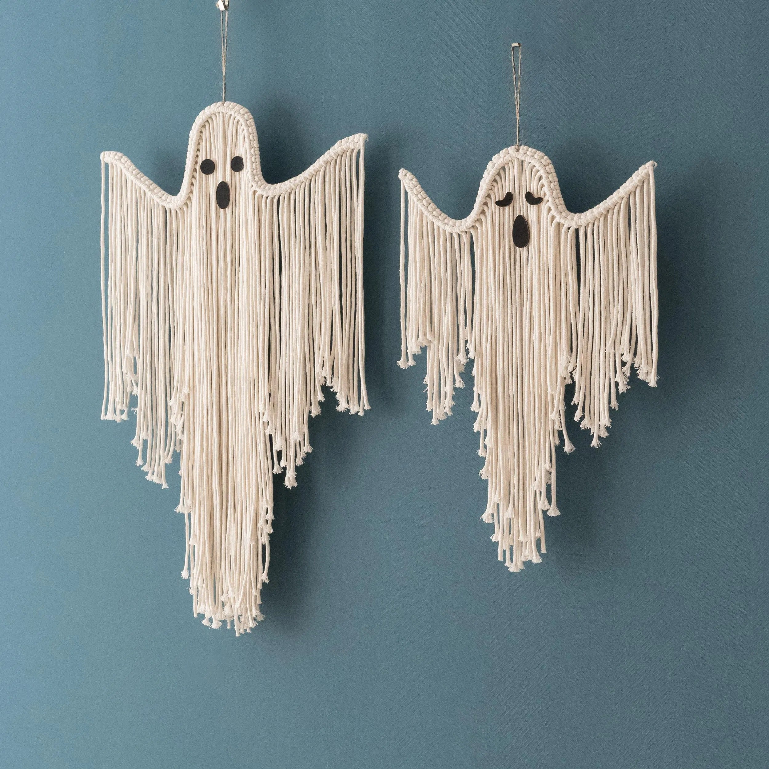 Halloween Macrame Ghost Spooky Wall Hanging for Gothic Decor V73