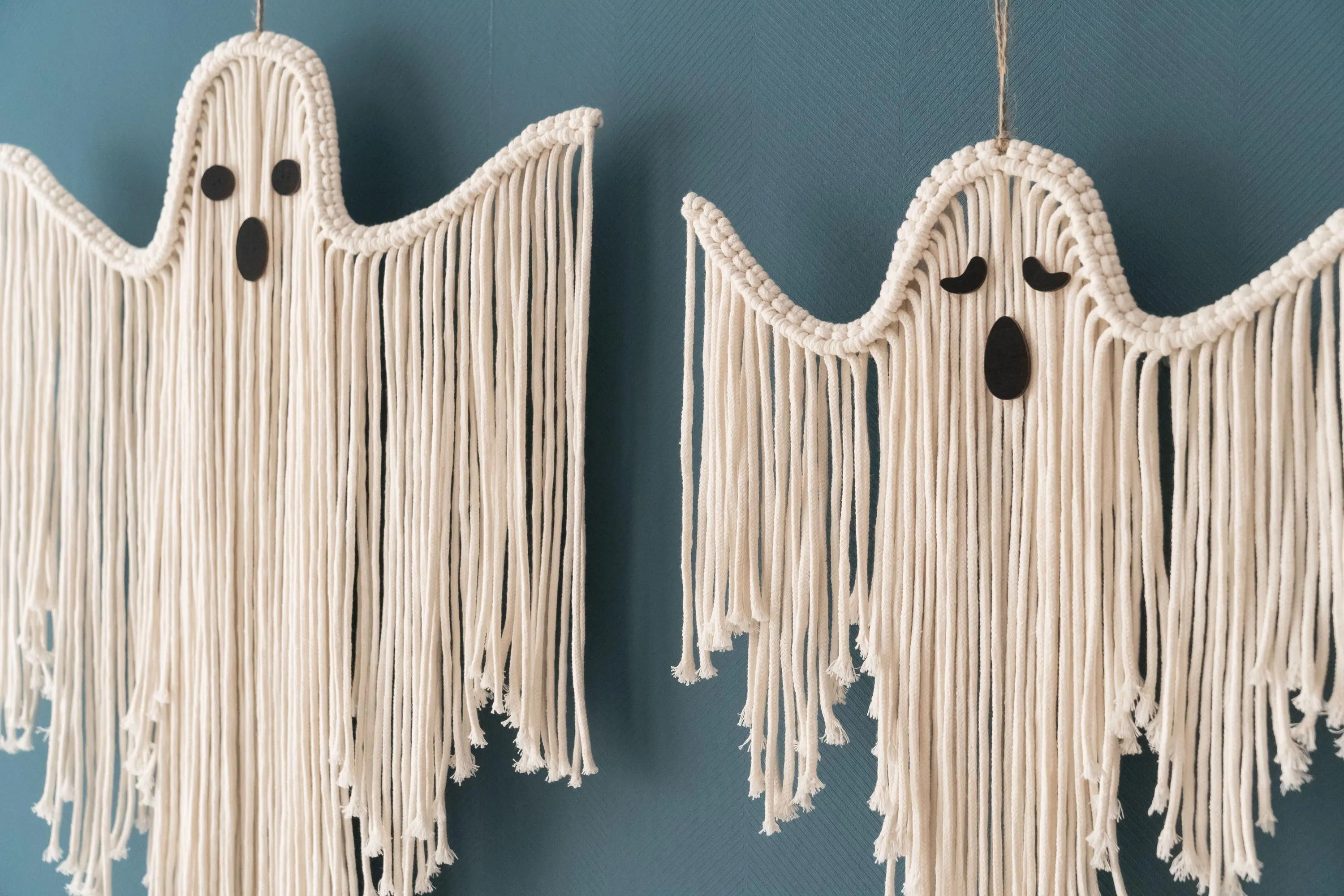 Halloween Macrame Ghost Spooky Wall Hanging for Gothic Decor V73