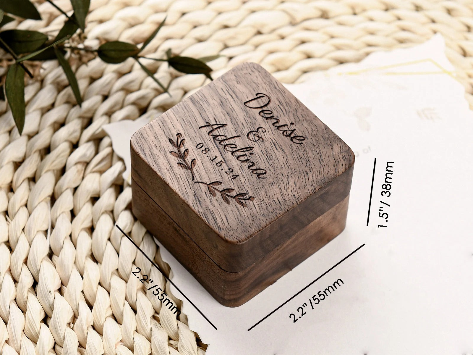 Engraved Wooden Ring Box, Anniversary Gift, Personalized Engagement Ring Box, Proposal Ring Bearer Box, Wood Ring Box For Wedding Ceremony