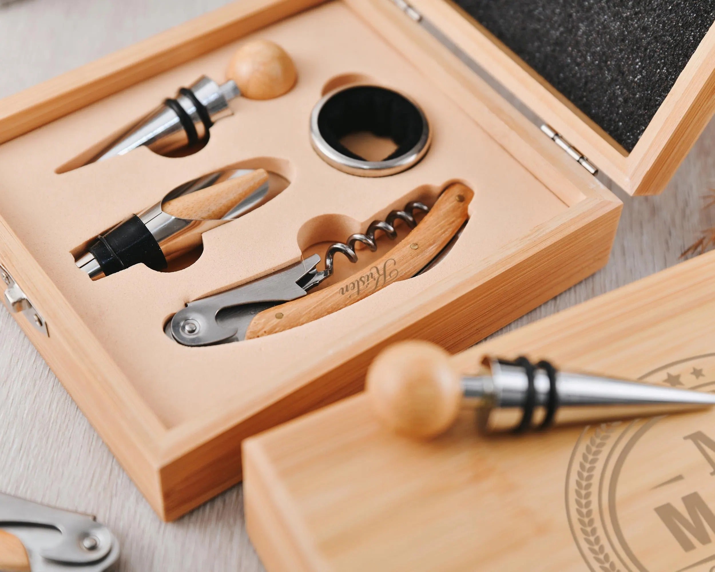 Personalized wine tool set groomsmen gifts, wedding party gifts, christmas gifts wine opener corkscrew, customized premium best men gift set